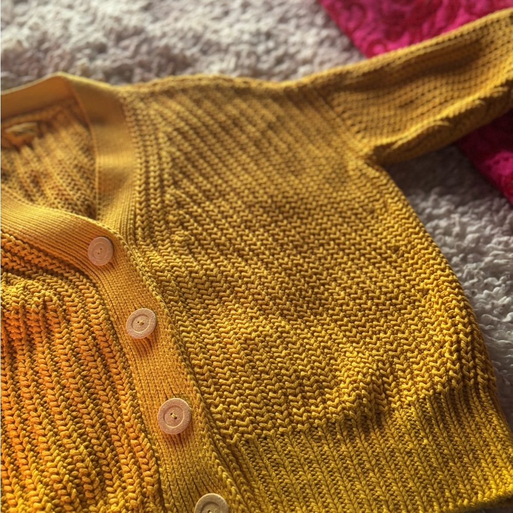 Babaa Mustard Yellow Cotton Cardigan No18